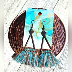 Bohemian Tassel Earrings - Blue and Brown